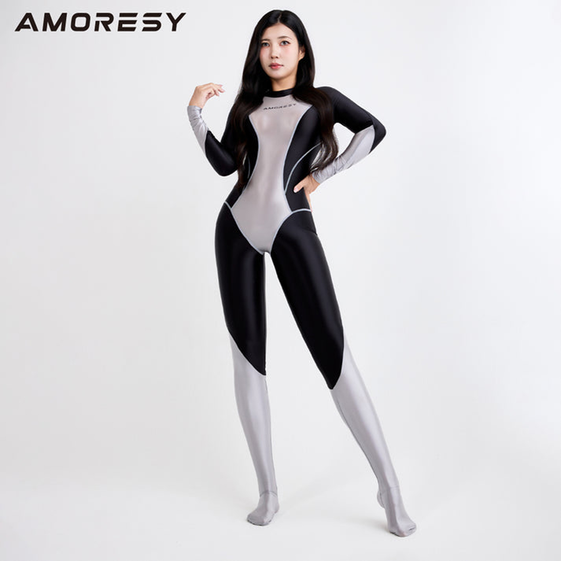 AMORESY 여성용 긴팔 패치워크 스타일의 전신 수영 - Pilates Yoga One 리뷰 및 가격